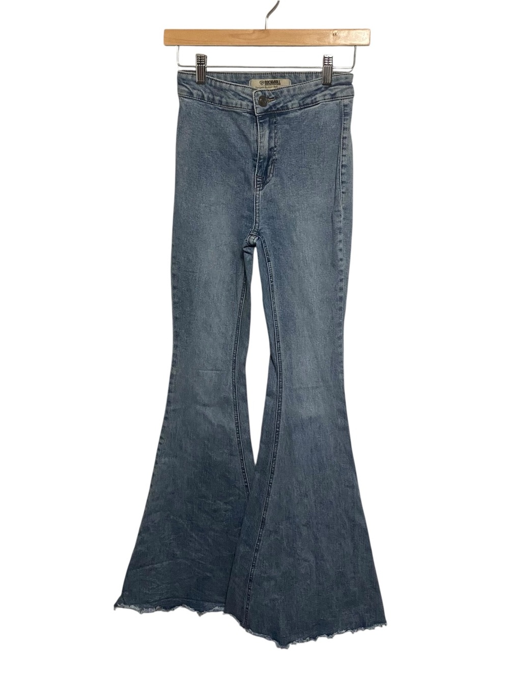 Rock & Roll Denim Light Wash Bargain Button Bell Ultra Flare Jeans Size 25x34